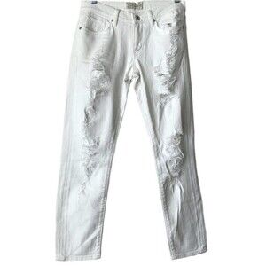 Lucky Brand Jeans White Sienna Slim Boyfriend Distressed 26
